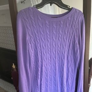 Talbots purple cable knit lambswool sweater medium